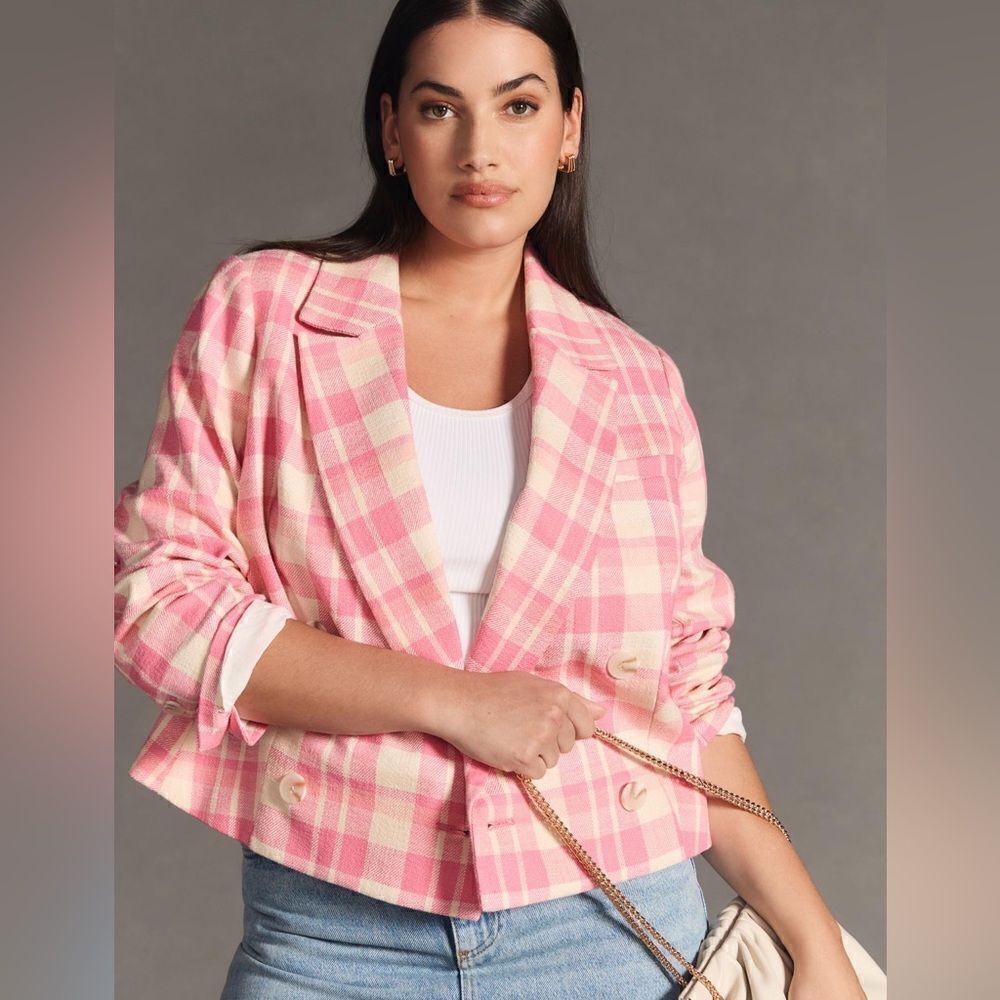 Anthropologie Maeve Plaid Double Breasted Jacket NWT